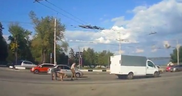 Перед въездом на ДнепроГЭС из грузовика выпала свинья (Видео)