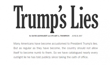 The New York Times опубликовала полный список лживых высказываний президента Трампа