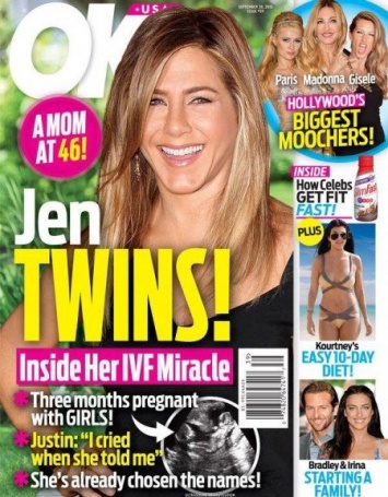 СМИ: Дженнифер Энистон ожидает появление близнецов