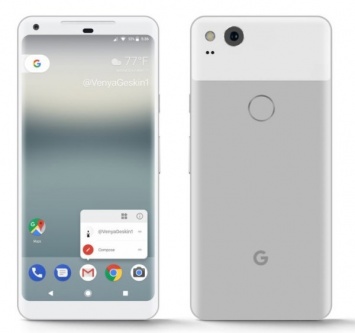 Рендеры Google Pixel XL (2017) в серебристой и синей расцветке