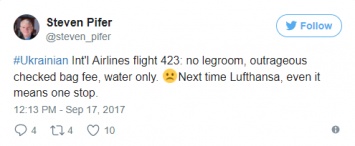 "Нет места для ног и дают только воду". Экс-посол США возмутился после перелета рейсом МАУ