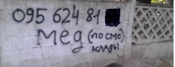 В Мариуполе забор детсада испачкали подозрительной рекламой (ФОТОФАКТ)