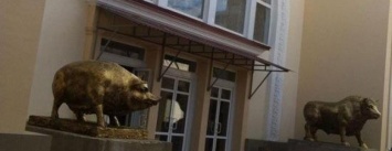 В Луганске появились новые памятники - хряку и бычку
