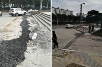 В оккупированном Севастополе разбитые тротуары посыпают щебнем (фото)