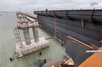 Началось сооружение морских пролетов Керченского моста под железную дорогу