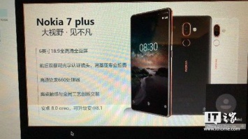 Безрамочный смартфон Nokia 7 Plus с двойной камерой засветился в сети