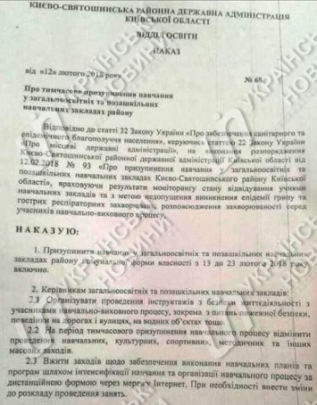 Во всех школах района под Киевом объявлен карантин из-за гриппа и ОРВИ
