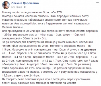 Масленица 2018: обычные блины за год в Украине подорожали почти на треть