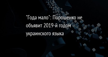 "Года мало": Порошенко не объявит 2019-й годом украинского языка