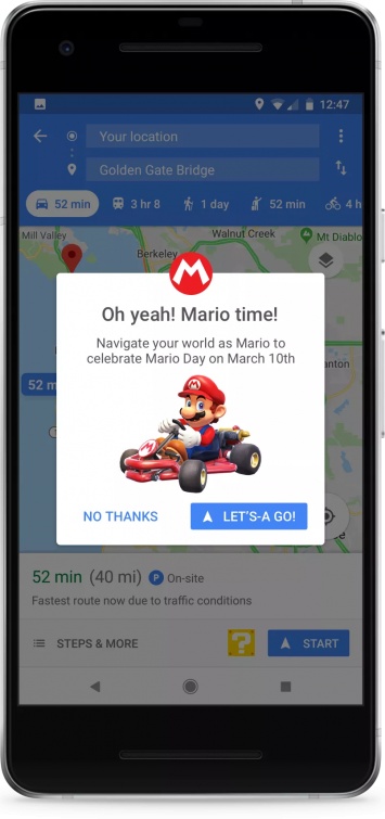 Неделю на картах Google маршруты будет прокладывать водопроводчик по имени Марио