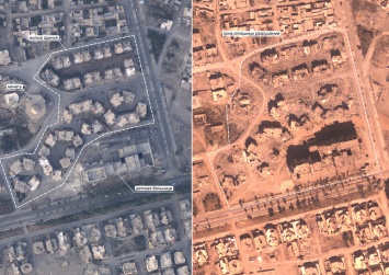 В Минобороны России показали страшные фото, как выглядел город Ракка в Сирии до и после бомбардировок коалиции