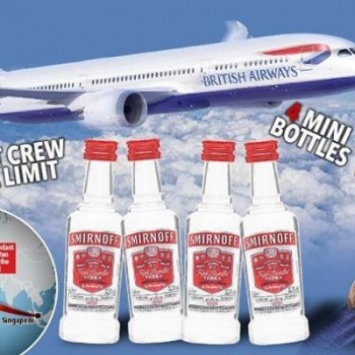 Стюардесса British Airways удивила пассажира, выпив 8 стопок водки Smirnoff