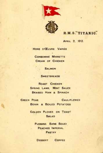 На аукционе за более чем $100 тысяч продали меню первого обеда на «Титанике»