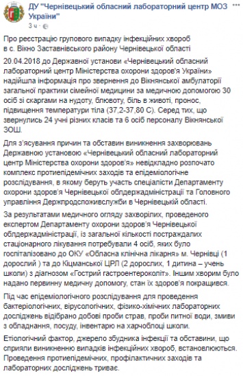 В Черновицкой области в школе отравились 24 ученика и шесть сотрудников