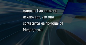 Адвокат Савченко не исключает, что она согласится на помощь от Медведчука