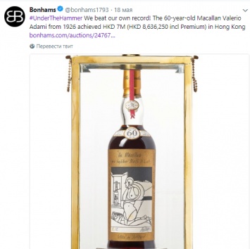 Самую дорогую бутылку виски продали за $1,1 млн