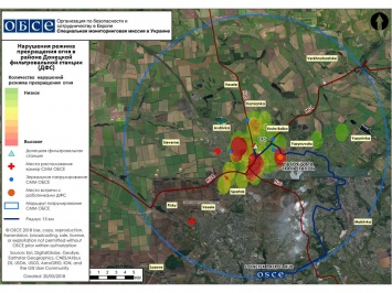 ОБСЕ показала, куда чаще всего стреляют в районе Донецкой фильтровальной станции