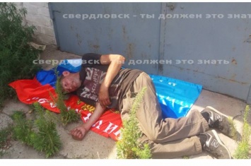 В ОРЛО пьяный мужчина украл флаг "ЛНР" и уснул на нем (фото)