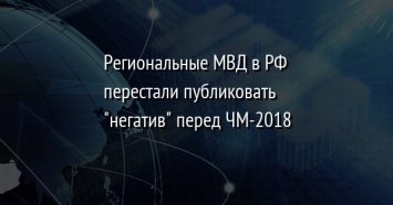 Региональные МВД в РФ перестали публиковать "негатив" перед ЧМ-2018