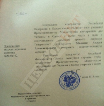 Сотрудника консульства РФ в Одессе отозвали из Украины из-за сюрикена в портфеле