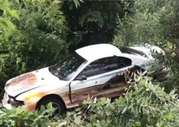 В Киеве Mustang после столкновения с Volkswagen улетел в огород (фото, видео)