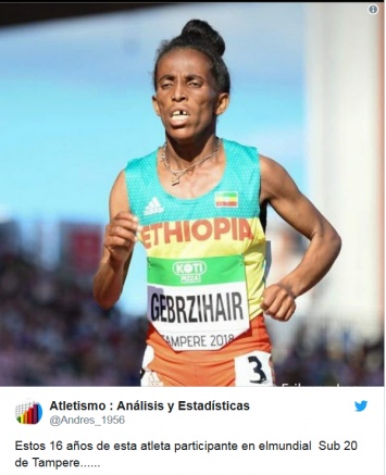 НА ЧМ по легкой атлетике среди юниоров бронзу выиграла 16-летняя бегунья из Эфиопии, которой на вид все 50