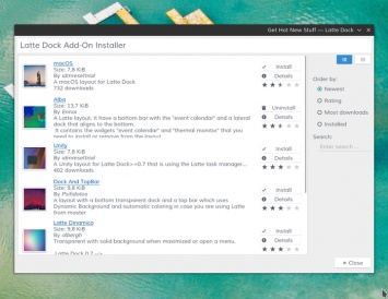 Выпуск Latte Dock 0.8, альтернативной панели для KDE
