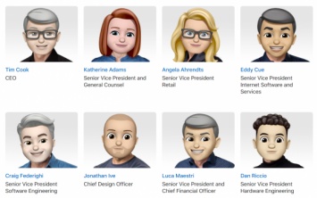 Apple заменила фотографии ключевых сотрудников на Memoji