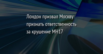 Лондон призвал Москву признать ответственность за крушение MH17