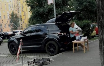 В Киеве заметили торгующую сливами с Range Rover пенсионерку
