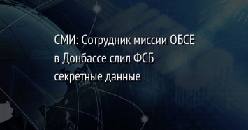 СМИ: Сотрудник миссии ОБСЕ в Донбассе слил ФСБ секретные данные