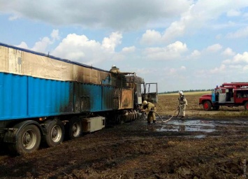 В Одесской области на дороге загорелся грузовик с зерном