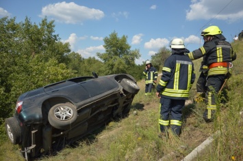 В Днепре автомобиль упал с моста на остров, водитель чудом выжил
