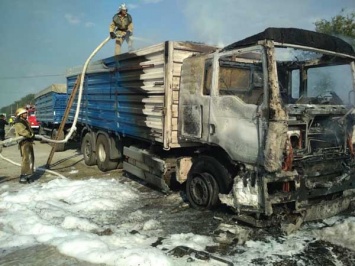 В Днепропетровской области на трассе сгорел грузовик