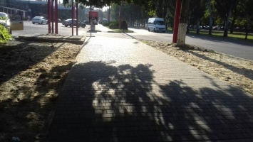 Кусочек тротуара к Дому художника в Николаеве заменили на плитку. Остальная же территория пока ждет своего счастливого часа