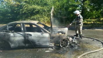 В Новомосковском районе на трассе сгорел Mercedes-Benz