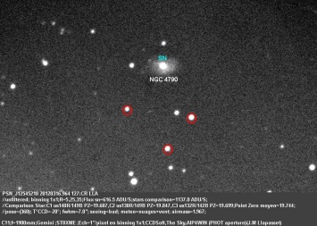Сверхновая SN 2012au вновь загорелась