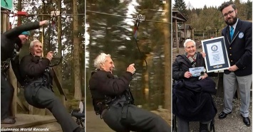 106-летний дед прокатился на зип-лайне - и установил мировой рекорд