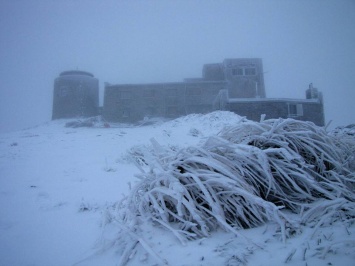 На горе Поп Иван в Карпатах выпал снег