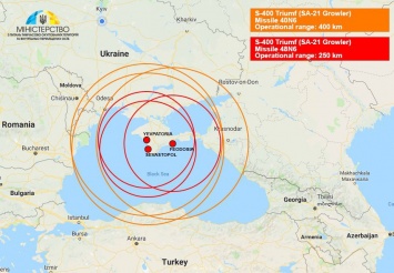 МинВОТ показало расположение российских С-400 в Крыму