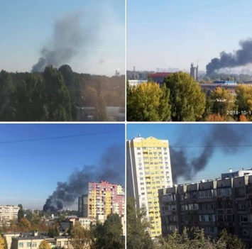 Над Киевом поднялся столб черного дыма