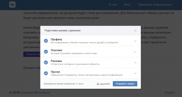 Пользователи ВКонтакте смогут скачивать данные, которые о них собирает соцсеть