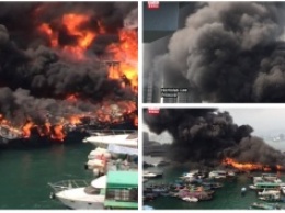 В порту Гонконга произошел крупный пожар, есть пострадавшие