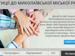 На сайте Николаевского горсовета начали принимать электронные петиции от горожан