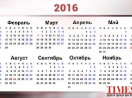 Календарь Украине на 2016 год: Выходные и праздничные дни