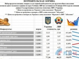«ЛНРовцы» заявили, что их потребительская корзина дешевле украинской (ФОТО)
