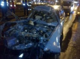 В Киеве во время оформления ДТП на Московском проспекте в автомобиль полиции врезался пьяный на Daewoo Lanos. ФОТО+видео
