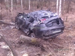 ДТП на Киевщине: Seat Cordoba вылетел в кювет и дерево - водитель чудом выжил. ФОТО