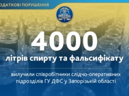 В Запорожье изъяли 4000 литров спирта