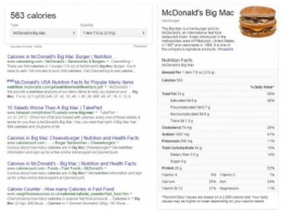 Google будет показывать калорийность фастфуда